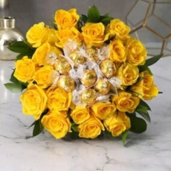 Golden Surprise Rose & Chocolate Bouquet