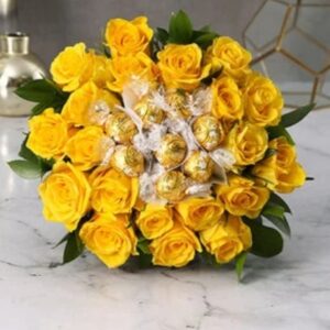 Golden Surprise Rose & Chocolate Bouquet