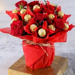 Red Rose Bush and Ferrero Rocher Treats