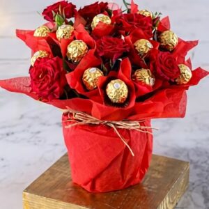 Red Rose Bush and Ferrero Rocher Treats