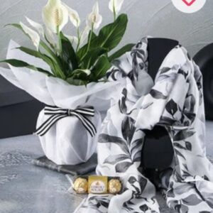White Lily with Scarf and Choc Gift Set